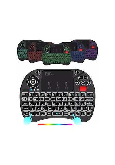 Rgb Işıklı Mini Kablosuz Klavye Touchpad Combo, Bluetooth Ve 2.4g Smart Tv Kumandası Çok Renkli