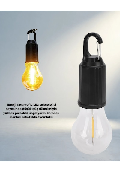 Led Kamp Lambası Type-c Şarjlı Uzun Süreli Kullanım İçin Açık Ahşap