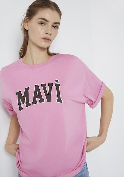 Mavi - Mavi Logo Baskılı Pembe Tişört 1600843-71063 Pembe