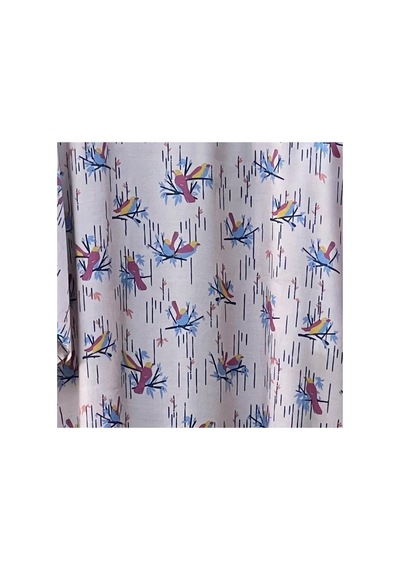Lila Mare Kuşlu Kimono Renkli Renkli