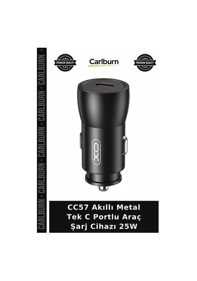 Cc57 Akıllı Metal Tek C Portlu Araç Şarj Cihazı 25w Cihaz Şarjı Çakmaklık Aleti Sürüş Gereci