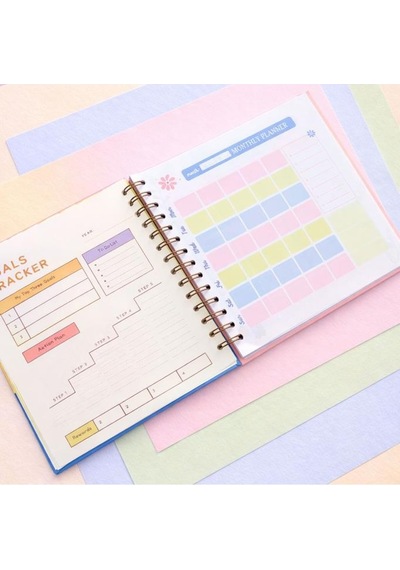 Lizy Spiralli Süresiz Planlayıcı Ajanda - 19x19 Cm - Motivasyon Ve Sticker Sayfaları Daire Yeşil