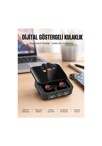 Powerbank Özellikli Şarj Göstergeli Çağrı Cevaplayabilen Dokunmatik Yeni Nesil Tws Bluetooth Kulaklık