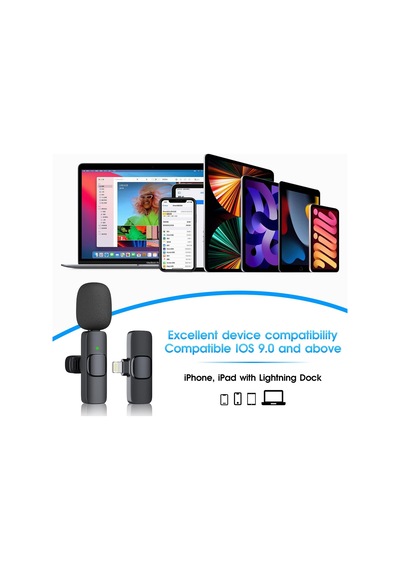 Kopdkes Profesyonel Kablosuz Yaka Mikrofonu İphone İpad, Plug-play 2.4g Ultra Düşük Gecikme-dahili Gürültü Azaltma Çip Yaka Mikrofon Röportaj, Podcast, Vlog, Youtube