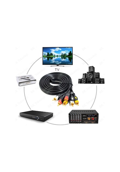 BK Teknoloji 3RCA Erkek 3 RCA Erkek Kompozit Ses Video AV Kablosu  3 M