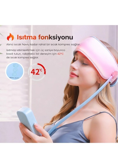 Glr Jkq-567 Yoğurma Ve Titreşimli Kafa Masaj Aleti - 3 Modlu Hava Yastıklı Baş Masaj Bandı - Mavi