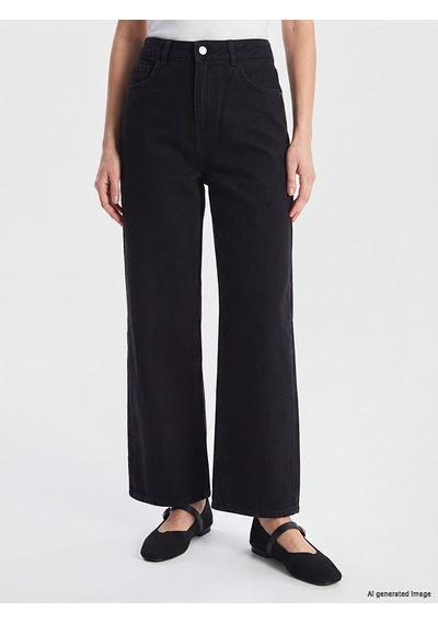 Lcw Modest Siyah Baggy Fit Kadın Jean Pantolon