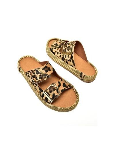 Fox Shoes U596030202 Leopar Süet Kadın Terlik Leopar-süet Leopar