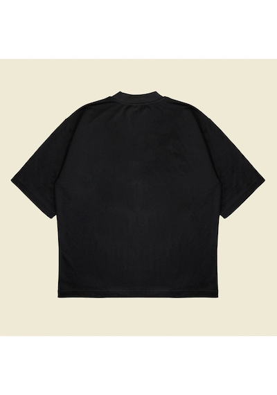 Tarzsokak Basic Beyaz Oversize Unisex Pamuklu Nefes Alan Kalın Kumaşlı Siyah