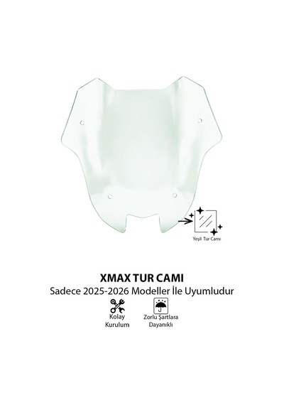 Yamaha Xmax Uyumlu Sport Tur Camı 2025-2026 Yeşil