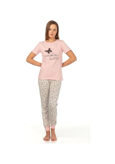 Vishenka Modal Baskılı Kadın Pijama Takımı Pembe