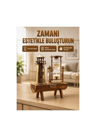Deniz Feneri Tasarımlı Ahşap Kum Saati Retro Mas Iııı-1-1-fef80