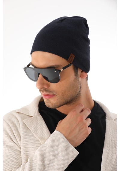 Ritagarcia Unisex Etiket Detaylı Pamuklu Penye Bere Kışlık Mevsimlik Beanie Bere Lacivert