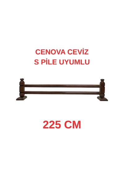 Cenova S Pile Ve Perde Düğmesi Uyumlu Çetray Çift Raylı Modern Ahşap Rustik Ceviz 225 Cm Ceviz