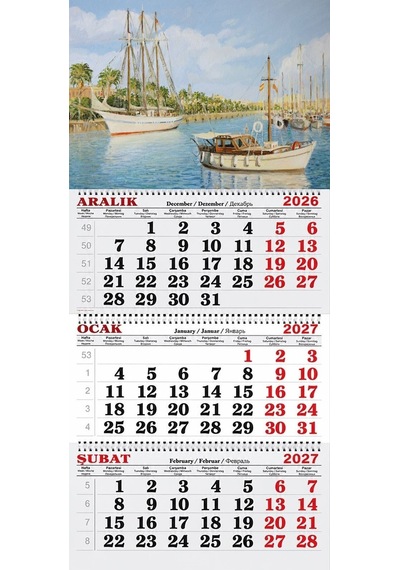 2027 Yılı Gemici Takvimi-yağlı Tablo Gemi