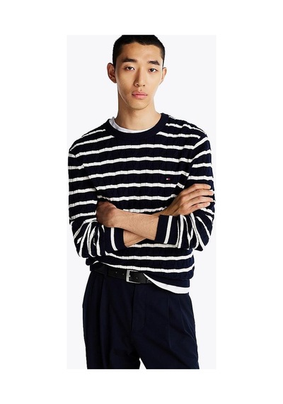 Tommy Hilfiger Classıc Cotton Cable Crew Neck Twilight Navy / Multi