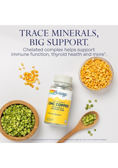 Solaray Zinc Copper With Kelp & Pumpkin Seed 100 Vegcaps Usa Menşeii Dmmedicineden Orijinal