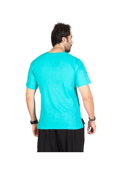 Kısa Kol Şile Bezi Zımbalı Erkek Tshirt Turkuaz 3054