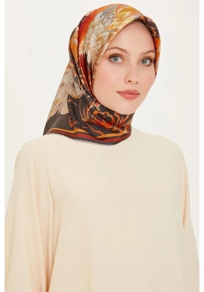 Armine %100 Twill Ipek Desenli Eşarp 9220d-82 Çok Renkli