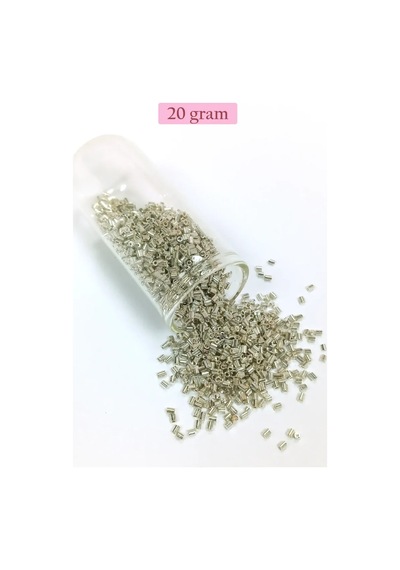 Tedar Kesme Cam Boncuk 2mm - 20 Gram - Parlak Gümüş -bnc328 Najmaddin (No:1) 8.5Cm X 10.5 Cm