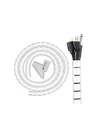 Beyaz Spiral Boru Kablo Kanalı, 1 Mt X 22 Mm, Düzenleyici Ve Toplayıcı