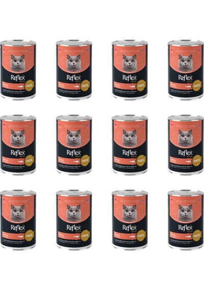 Reflex Plus Pate İçinde Et Parçacıklı Somonlu Yetişkin Kedi Konservesi 12 x 395 G