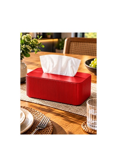 Modern Peçetelik 3d Tasarım Ürünü Yemek Masası Peçetelik Kırmızı Kırmızı