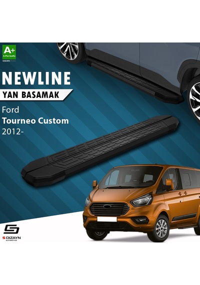 S-dizayn Ford Tourneo Custom Kısa Şase Newline Siyah Yan Basamak 203 Cm 2012-2023 A+ Kalite