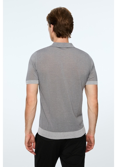 Morven Erkek Gri Trend Polo Yaka Tencel Triko T-shirt 26ys018024100 Gri