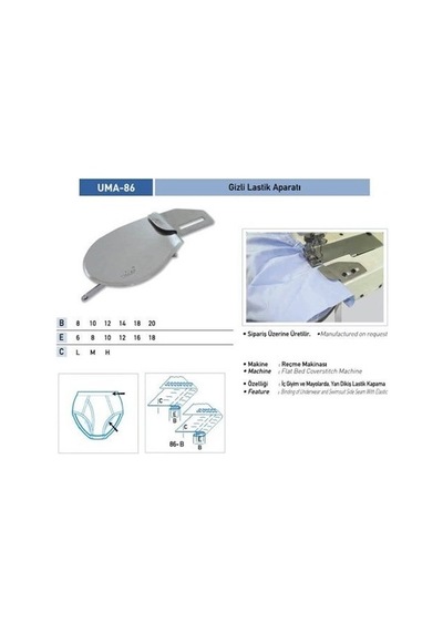 Gizli Lastik Temiz Katlama Aparatı 12x14 / Uma-86