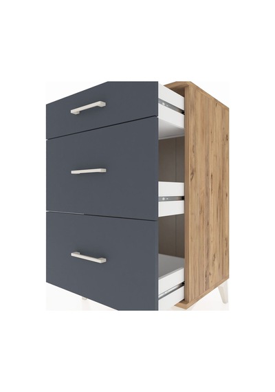 Hyperion Komodin 3 Çekmeceli 60x44x96 Çam-antrasit Atlas Çam