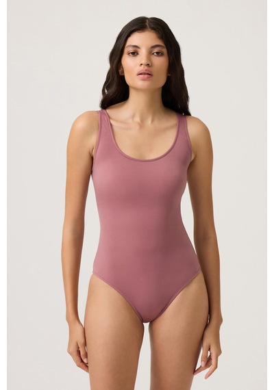 Los Ojos Bordo U Yaka Spor Mayo Sporty One Piece Bordo Bordo