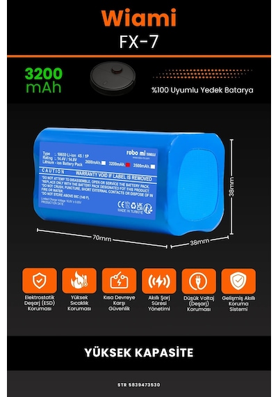 Wiami Fx 7 3200mAh Robot Süpürge Bataryası