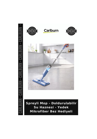 Özel Üretim Pratik Temizlik Spreyli Mop - Doldurulabilir Su Haznesi - Yedek Mikrofiber Bez Hediyeli