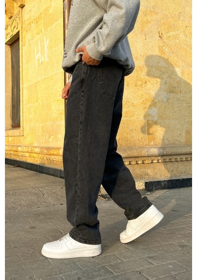 Flaw Basic Kar Yıkama Baggy Jean Siyah Siyah