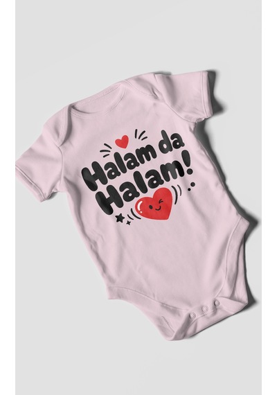 Morivokids Halam Da Halam Kısa Kollu Bebek Body %100 Pamuk Bebe Pembe