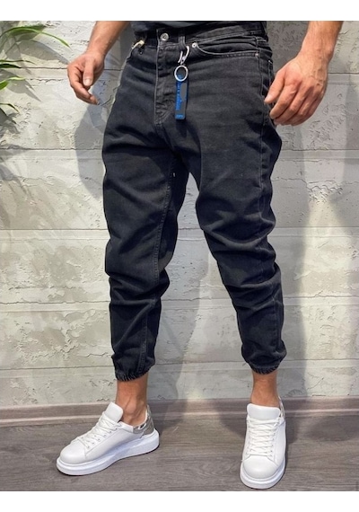Erkek Paçası Lastikli Boyfriend Kot Jogger Pantolon (491079092)