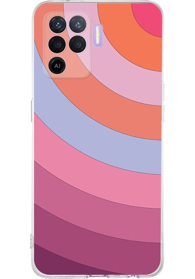 Oppo A94 Uyumlu Kamera Korumalı Renk Cümbüşü F Tasarımlı Şeffaf Silikon Kılıf