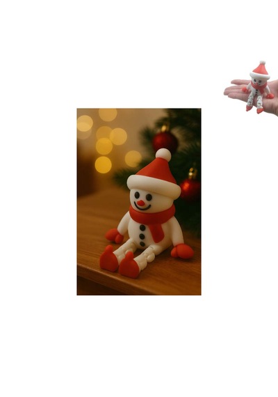 Özel 3d Baskı Dekoratif Süs Vb. Küçük Kardan Adam Eklemli Kardan Adam Ebat: 11 Cm X 7,5 Cm 1 Adet Tek Ebat
