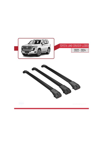 Toyota Land Cruiser J300 2022 Ve Sonrası İle Uyumlu Ace-1 Ara Atkı Tavan Barı Siyah 3 Adet Bar