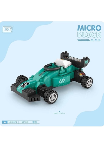 2 Adet Loz Yarış Arabası 130 Parça Block Oyuncak-mini Poşet 8623