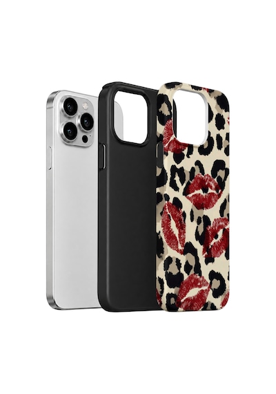 Velvoria Valestra Leopar Ruj İzleri Apple iPhone Uyumlu 12 Pro Max Darbe Korumalı Kılıf Valestra Select - Leopar Ruj İzleri