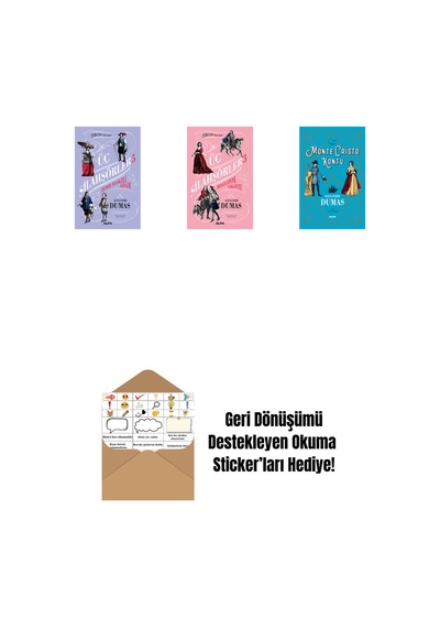 Üç Silahşörler 5 - Demir Maskeli Adam Ciltli + Üç Silahşörler 3 - Bragelonne Vikontu + Monte Cristo Kontu + Okuma Sticker'ları
