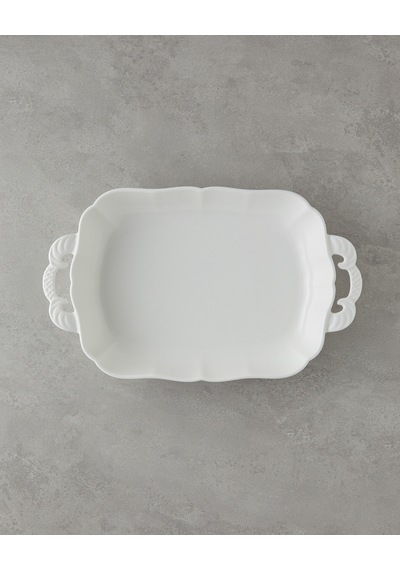 Bianca Seramik Fırın Kabı 38x23 Cm Beyaz Beyaz