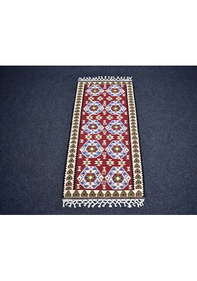 Zehra Abla Halı Yeni El Dokuma Otantik Doğu Anadolu Van Yün Kilim 7305 Çok Renkli
