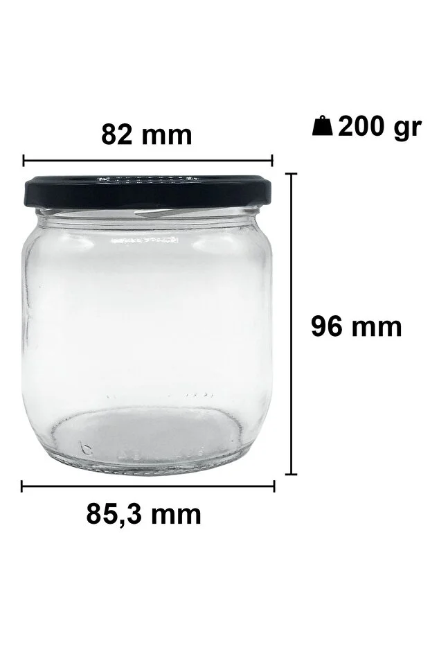 8 Adet 425 Ml Metal Konserve Kapaklı Yoğurt, Sosluk, Baharatlık, Menemen 425 Cc Cam Kavanoz Siyah
