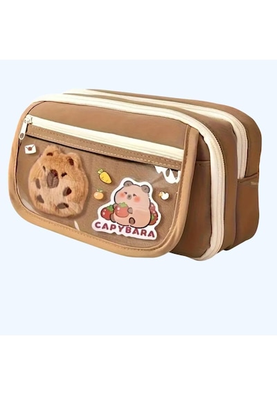 Capybara Kalem Kutusu Kapibara Kalemlik Büyük Kapasiteli Aksesuarlı Geniş Büyük Boy Kawaii Kore Tarzı Sevimli Kalem Kutusu 1 Adet Doll+5 Adet Sticker Dahildir Diğer