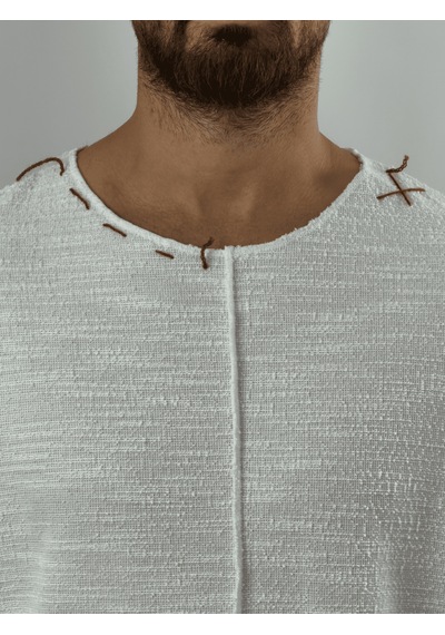 Cocopelli İp Detaylı Tasarım Beyaz Erkek Sweatshirt Coc3467