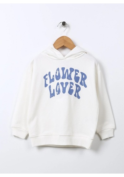 Kız Çocuk Önü Baskılı Kapüşonlu/kapşonlu Kışlık Sweatshirt/hoodie/üst Giyim Beyaz