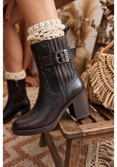 37brandshoes Deri Bilek Botlar Kahverengi Kahverengi